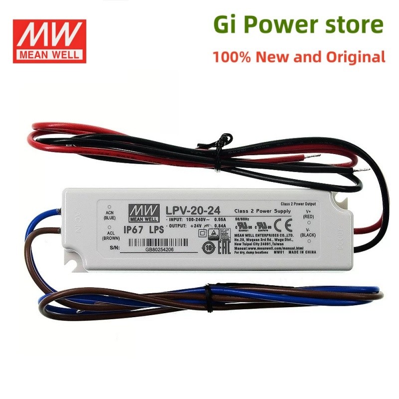 LPV-20 20W MEAN WELL เอาต์พุตเดี่ยว LED กันน้ํา LPV-20-5 LPV-20-12/20-15/20-24 การตรวจสอบ LED driver