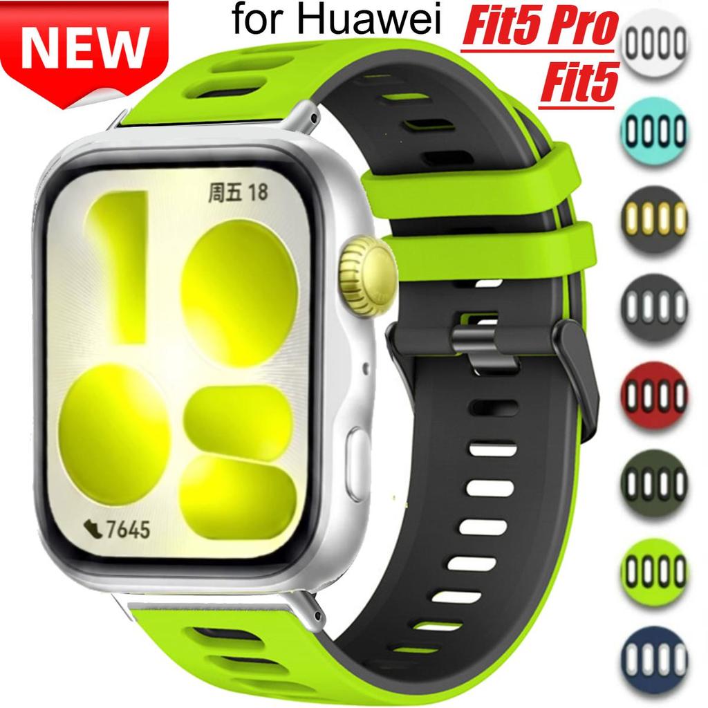 สองสีซิลิโคนสําหรับ Huawei Fit 5 Fit 5Pro นาฬิกา Fit4 Fit3 สายนาฬิกากีฬาเปลี่ยนสายรัดข้อมือระบายอากาศ Huawei นาฬิกา Fit 4 /Fit 4 Pro สร้อยข้อมือ