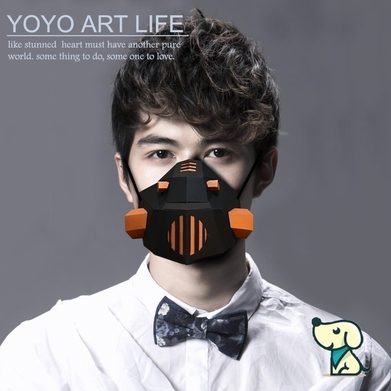 GMR Art GM1 G1 กระดาษคริสต์มาสหน้ากากแก๊ส Half-Face Creative Handmade diy กระดาษรุ่นผู้ชายปาก-Coveri