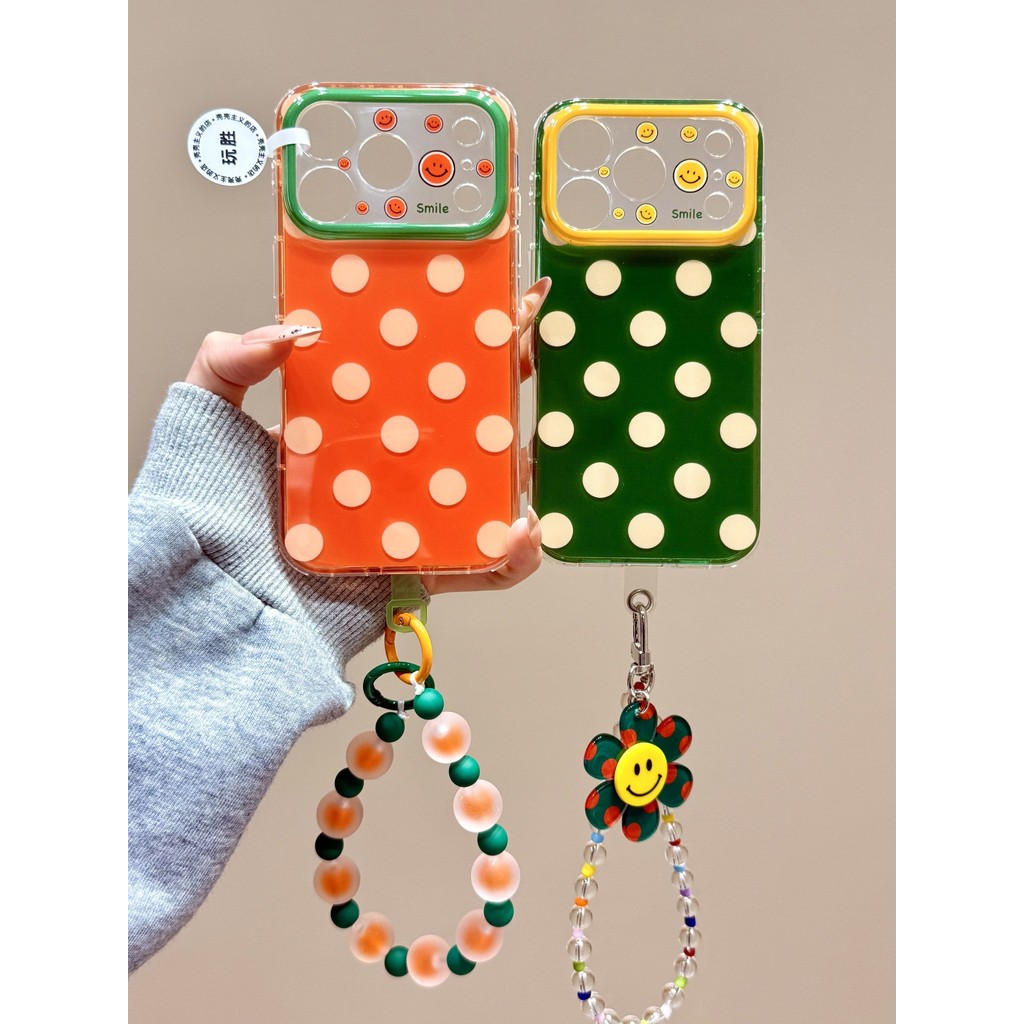 [ลายจุดแบบเต็มหน้าจอสไตล์ใหม่] เคสโทรศัพท์ iphone 17promax16/15 Lanyard 14 กันกระแทก