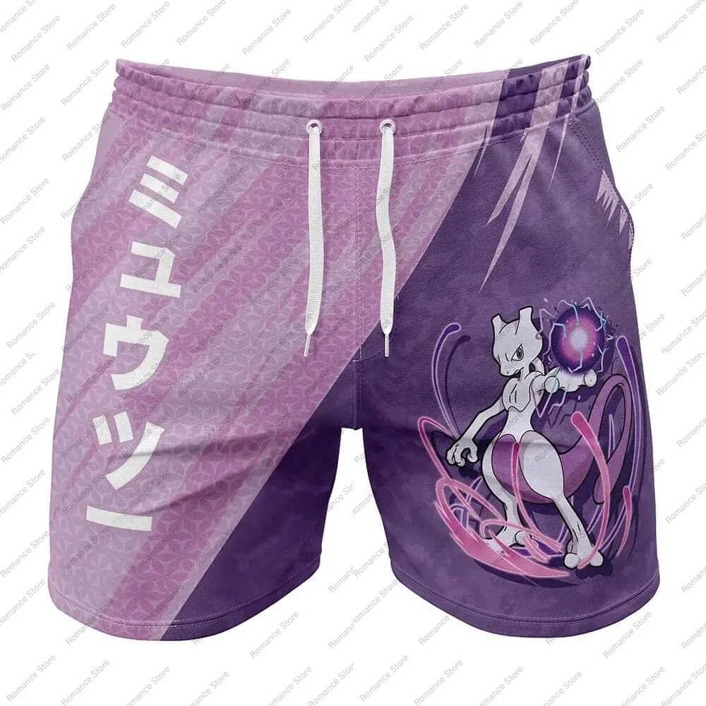 Pokemon Shorts Snorlax Squirtle Shorts Mens Casual Summer Beachwear Gym Athletic การออกกําลังกายกางเ