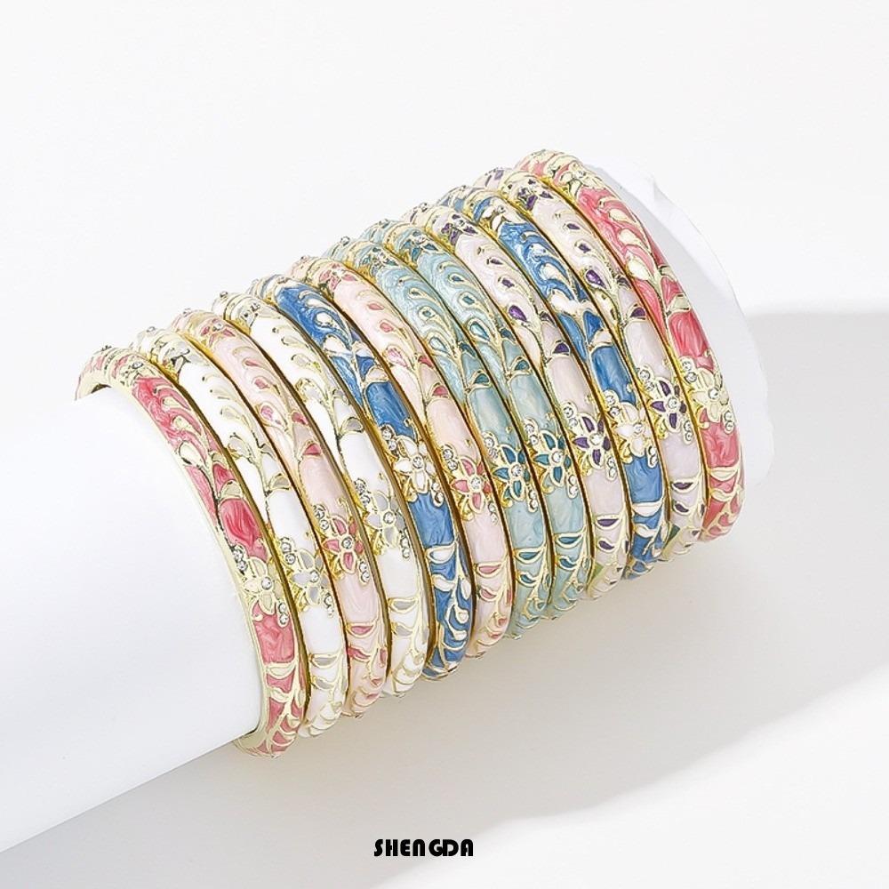 เซิงดา กําไลข้อมือวินเทจ Cloisonne ลายดอกไม้เคลือบสีสัน เครื่องประดับข้อมือผู้หญิง ของขวัญ