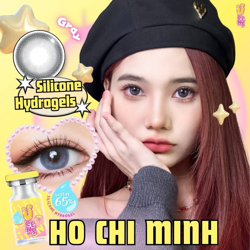 (Ulens) คอนแทคเลนส์ Silicone Hydrogel 💧65% กรองแสงกันยูวี ขนาดตาโต Ho chi minh (Ulens) สี : Brown / 