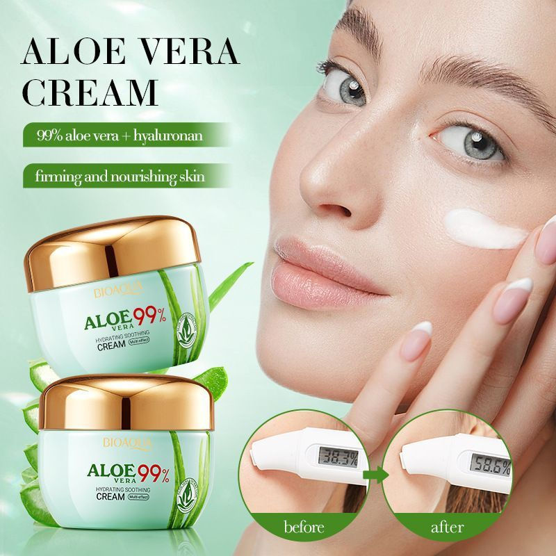 [ขายร้อน] All English Aloe Vera Cream 50g BIOAOUA Moisturizing Soothing Moisturizing Skin Moisturizi