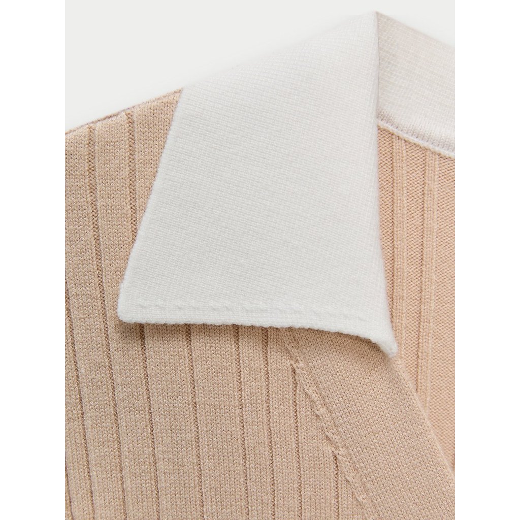 [Pomelo] เสื้อคาร์ดิแกนผ้าถักลาย ดีไซน์ปกและกระเป๋า / Contrast Collar Ribbed Pocket Detail Cardigan ราคา ถูกที่สุด ดีลบีเคเค แกลเลอรีภาพที่ 7