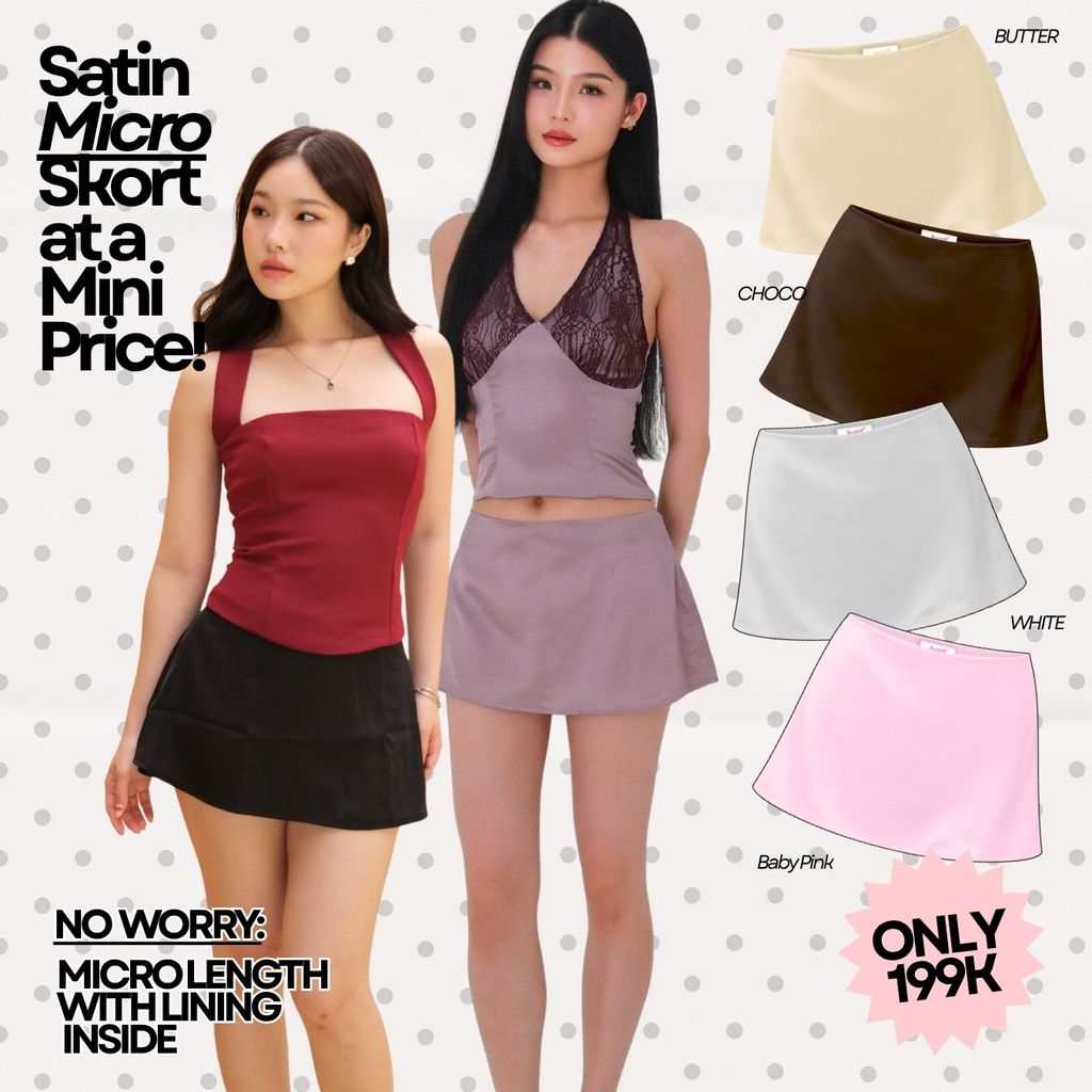 เธอใส่ Sugar x Isabella – Posie Micro Skort | กางเกงกระโปรงมินิเอวต่ํา Skort ผู้หญิง Y2K ชุด Fit Bod