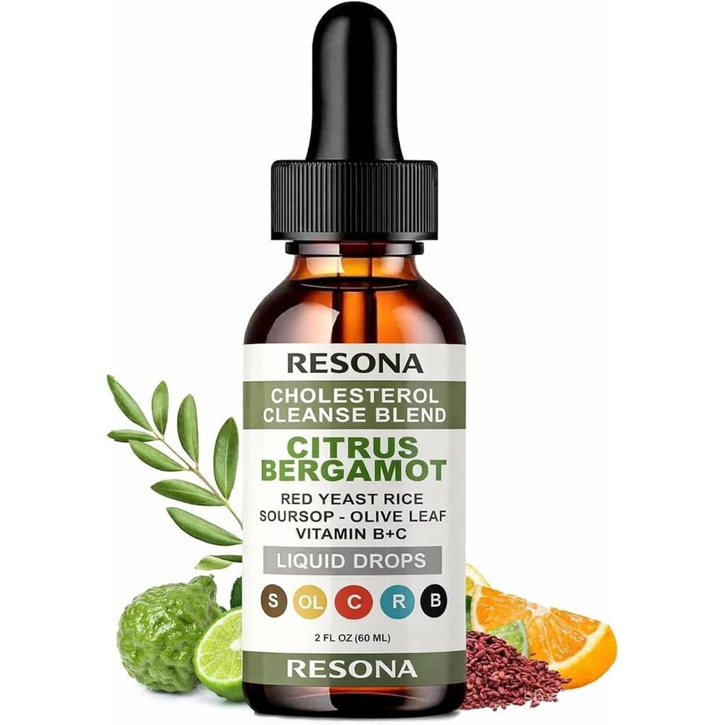 ยาหยอดข้าวยีสต์แดง RESONA - การดูดซึมสูง Cholesterol Support Blend with Citrus Bergamot, Olive Leaf 