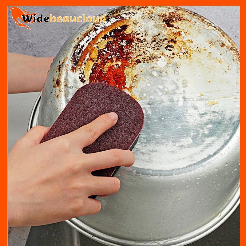 Widebeaucloud Magic Sponge Power Thien จานสองด้านแปรงทําความสะอาดห้องครัวเช็ดสนิมแปรงหม้อด้านล่างครา