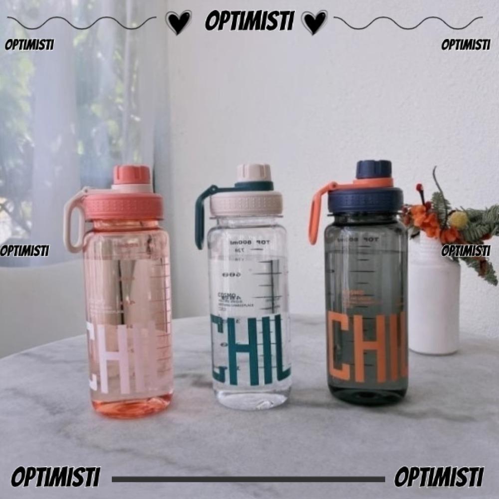 OPTIMISTI8E ขวดเครื่องดื่ม, 0.6L/0.8L/1L ขวดน้ําน้ําหนักเบาความจุขนาดใหญ่,พลาสติกนํากลับมาใช้ใหม่ป้อ