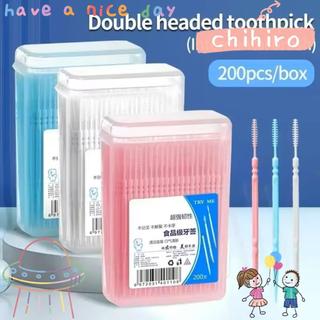 CHIHIRO 200Pieces/Box Disposable Flosser, Double Head Portable Toothpick,  Ultra Fine Teeth Care Sticks Oral Cleaning