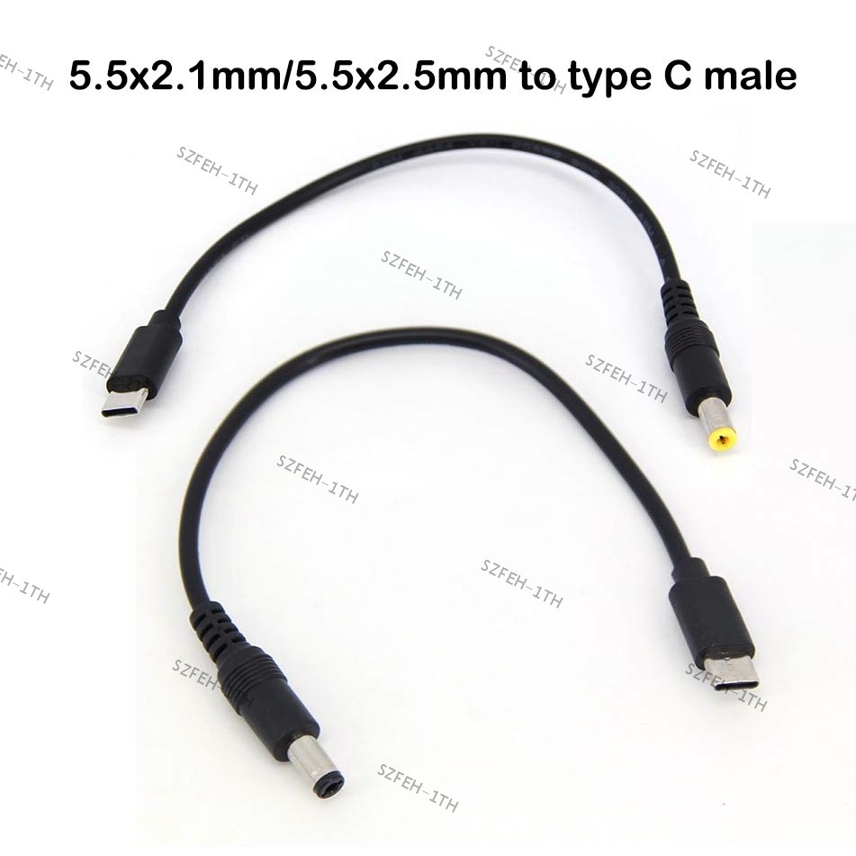 0.2m USB Type C ชาย DC ชาย 5.5X2.5 มม.5.5x2.1 มม.5V 3A 15W USB C Power Jack Extension สายชาร์จสําหรั