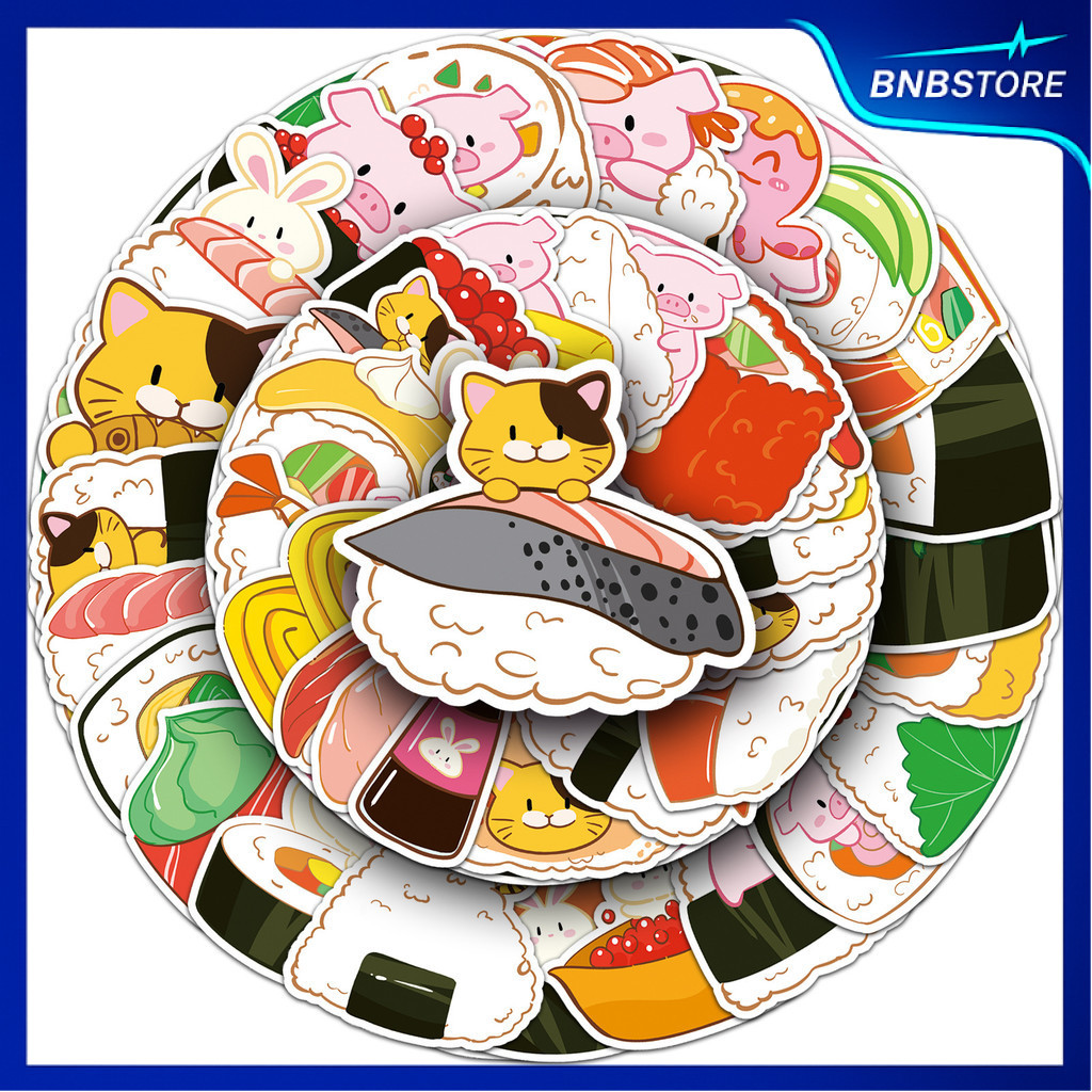 🍀ส่งจากไทย🍀 50แบบ Sticker ซูชิ ข้าวปั้น อาหารญี่ปุ่น Cartoon sushi Onigiri japanese food