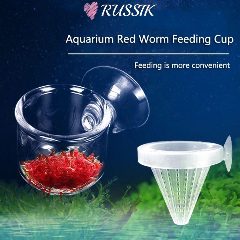 ROUSSIK Aquarium Red Worm Feeding, พร้อมถ้วยดูด Tapered Hopper Basket เครื่องป้อนอัตโนมัติ, เครื่องป้อนกรวยพลาสติก