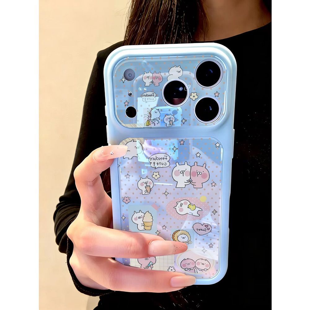 เคสโทรศัพท์หน้าต่างขนาดใหญ่เหมาะสําหรับ iPhone 11 12 13 14 15 16 17 pro max Polka Dot กระต่าย Pill สนุกวัสดุซิลิโคน