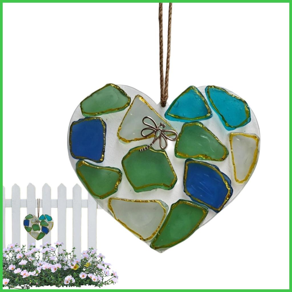 Sea Glass Suncatcher รูปหัวใจ 2D อะคริลิค Sea Glass หน้าต่าง Suncatcher เครื่องประดับสําหรับระเบียงร
