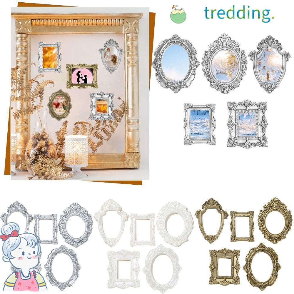 TREDDING491 5 ชิ้น Mini กรอบรูป, เรซิ่น DIY DIY Shadow กล่องกรอบ, Creative Gold งานแต่งงานกรอบรูปตกแต่งบ้าน