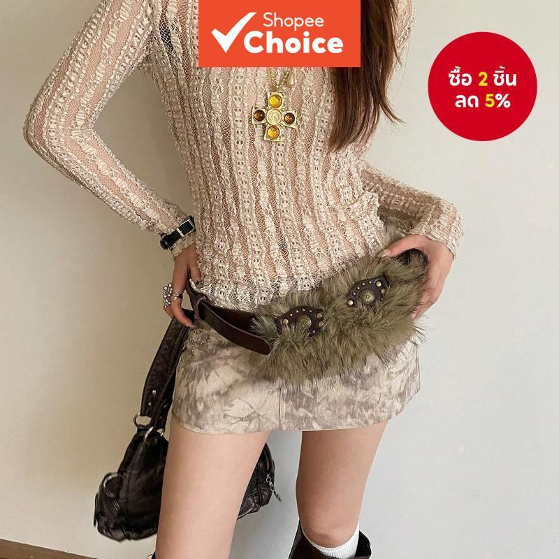One Pc ผู้หญิงสีกาแฟ Retro ส่วนบุคคลกระต่ายขนสัตว์ PU หนัง Warm Niche เข็มขัดเอว,สุภาพสตรีเข็มขัดสําหรับผู้หญิง,สําหรับชุดฤดูใบไม้ร่วงฮาโลวีนใช้
