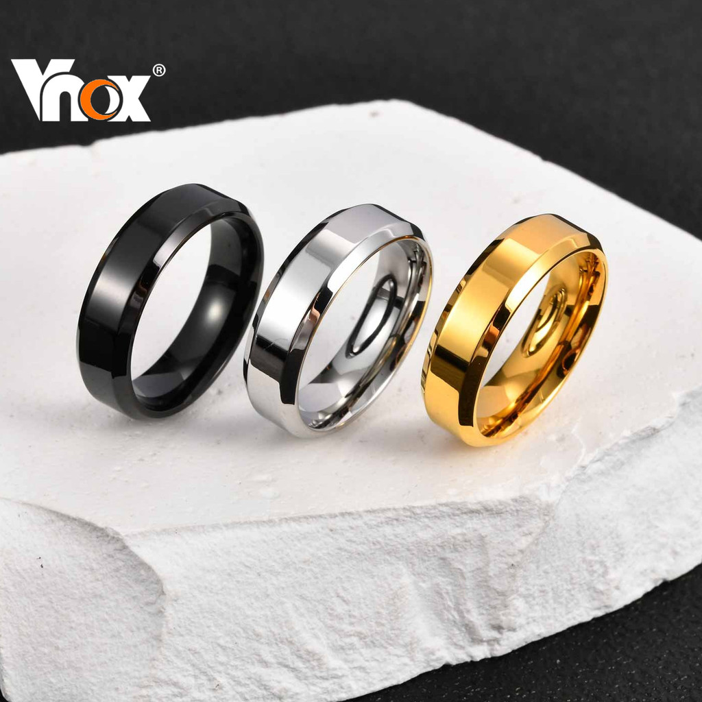 VNOX แหวนสแตนเลสธรรมดา วีน็อกซ์ 6 มม. สําหรับผู้ชายสายแต่งงานแบบสบาย ๆ