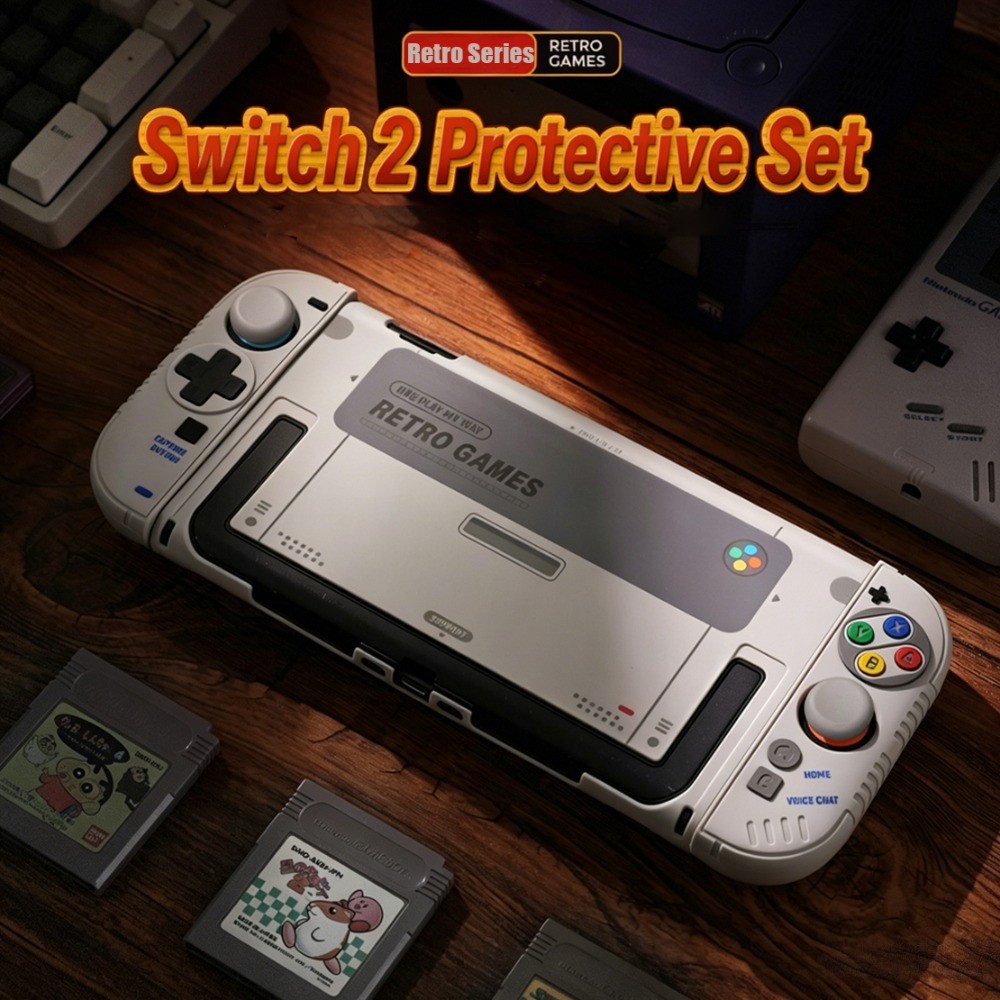 IINE Retro เกมคอนโซลสไตล์ป้องกันกรณีชุดสําหรับ Nintendo Switch 2 เปลือกแข็งพร้อม Joycon จอยสติ๊ก Thumb Grips