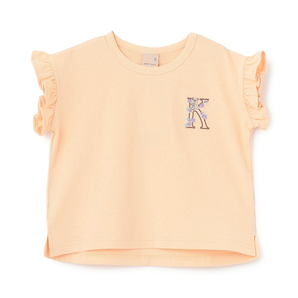 petit main Official Store kids 【GOOD PRICE】Alphabet Frill Sleeve T-Shirt 【Shipped from Japan】