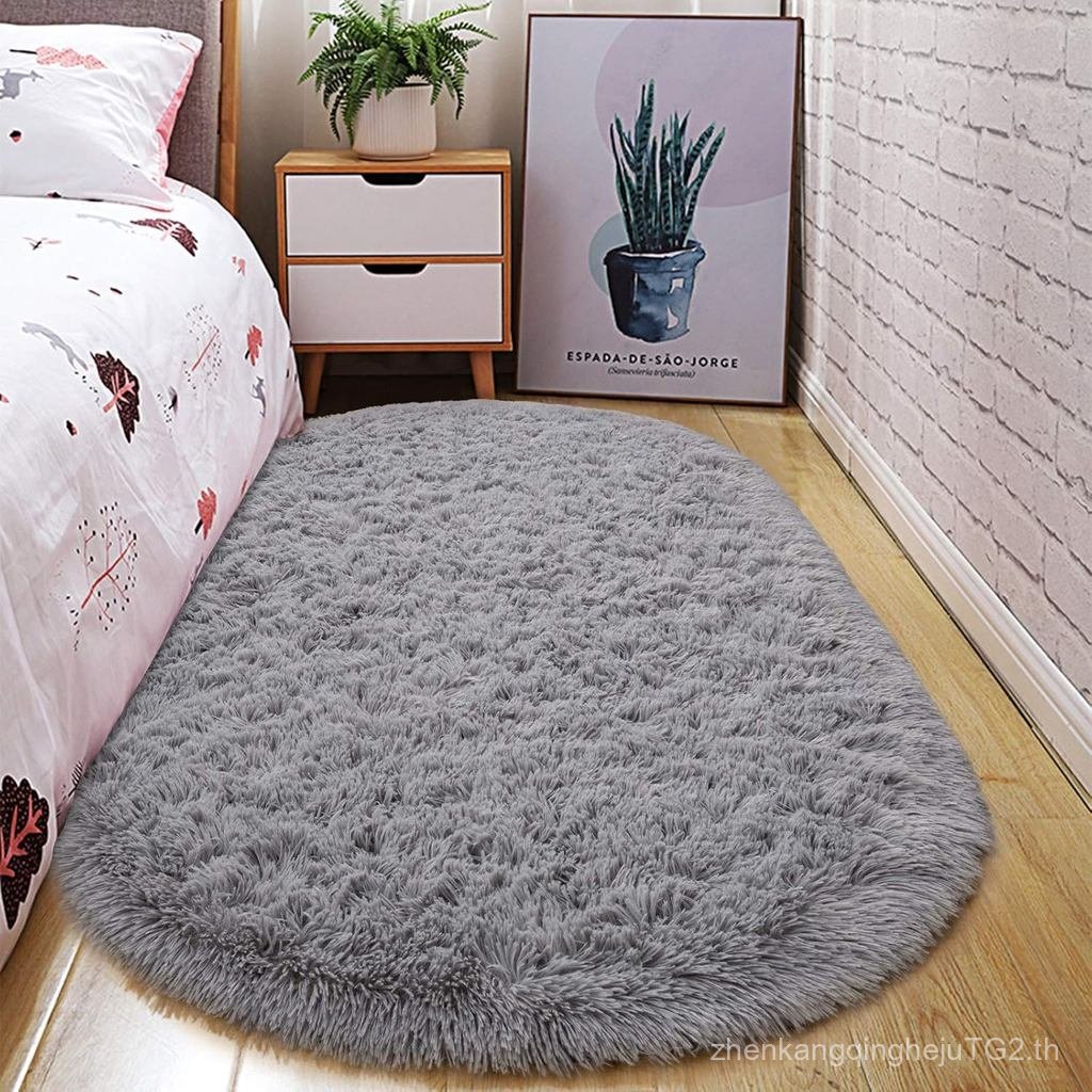 Junnovo Ultra Soft Washable Shaggy Rug - พรมรูปไข่กันลื่นสําหรับเนอสเซอรี่, ห้องนอนเด็ก & ตกแต่งบ้าน