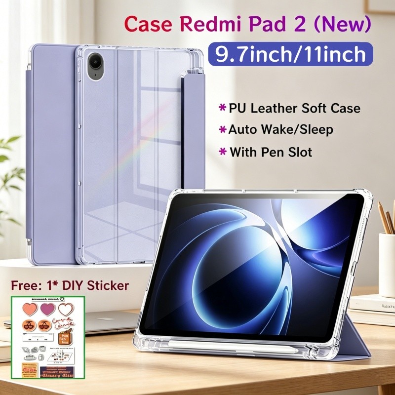 เคส Redmi Pad 2 9.7 "2026 Casing Redmi Pad 2 11 นิ้ว Flip Tablet Cover Soft Case Redmi Pad 2 SE 9.7 นิ้ว Auto Wake/Sleep พร้อมช่องใส่ปากกา