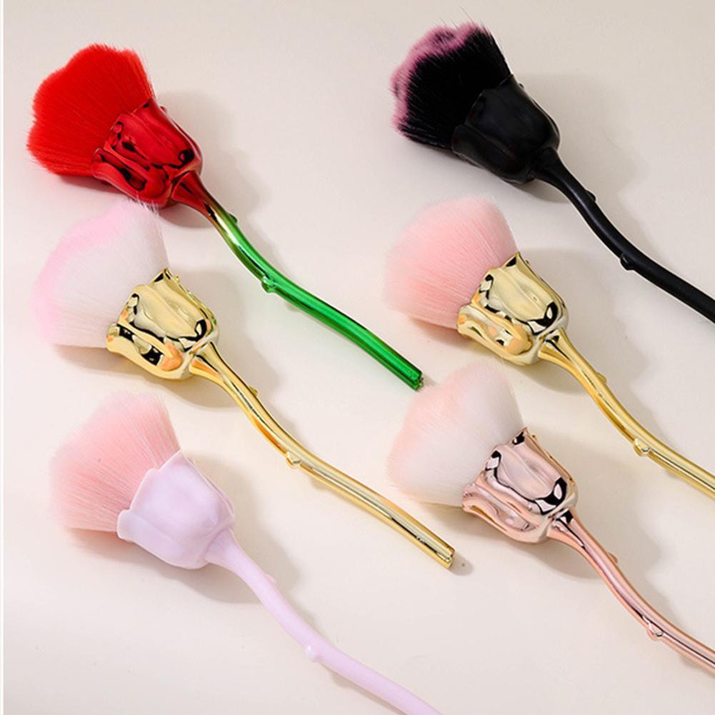 Rose Flower Blush Brush Powder Brush Nail Brush Cleaner แปรงแต่งหน้า T4v0