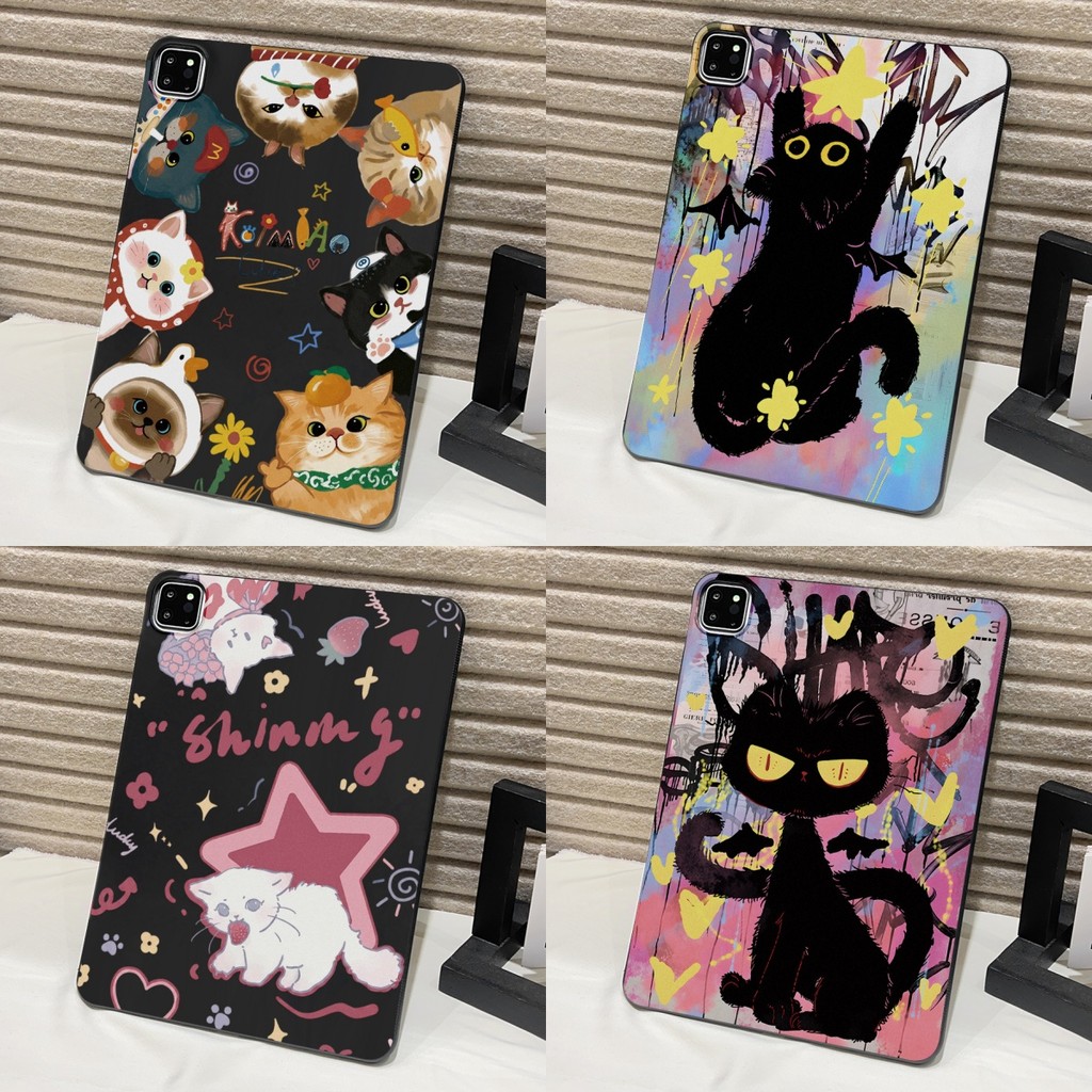 กรณี สำหรับ Samsung Galaxy Tab S6Lite S9Plus A11Plus A9 S7 A7Lite A8 สำหรับ Tab S8Plus S9 S10FE S11Ultra แมว เคสแท็บเล็ต