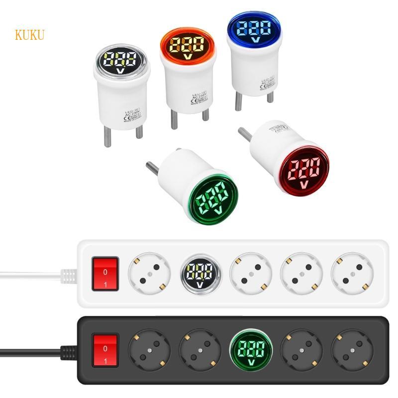 KU* เครื่องวัดแรงดันไฟฟ้าแบบดิจิตอล Inedicates Round Designs multifunction AC230V แรงดันไฟฟ้าเครื่องทดสอบบ้านใช้ AC230V European Pl