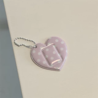 Retro Polka Dot Love Heart ขนาดเล็ก 3 ซม. ID Photo จี้ Aidou สติกเกอร์หัวใหญ่เก็บผู้ถือบัตรพวงกุญแจคู่