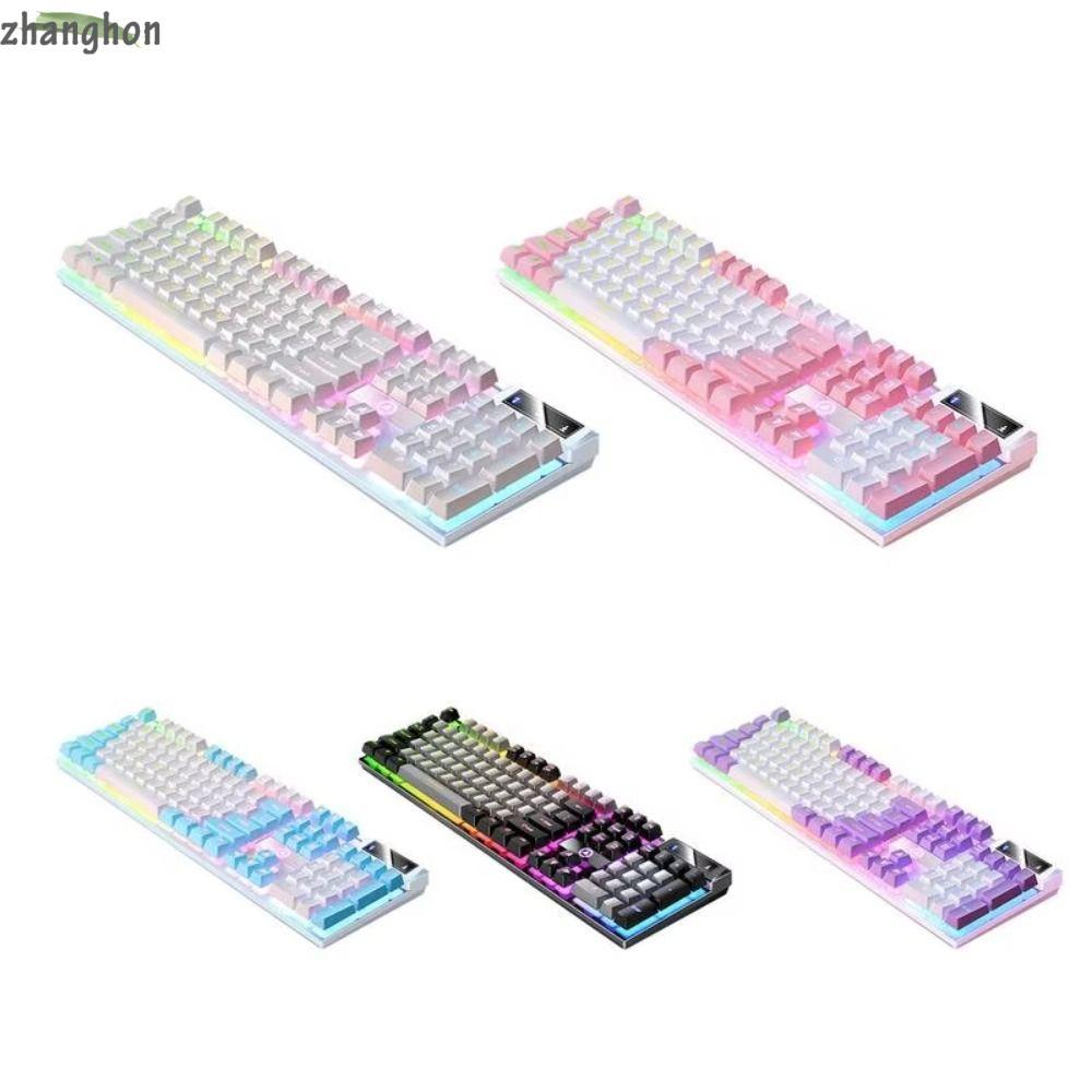 ZHANGHONG คีย์บอร์ดเกม,อินเทอร์เฟซ USB คีย์บอร์ดแบบมีสายส่องสว่าง, K500 104 คีย์คีย์บอร์ดเมมเบรนความ