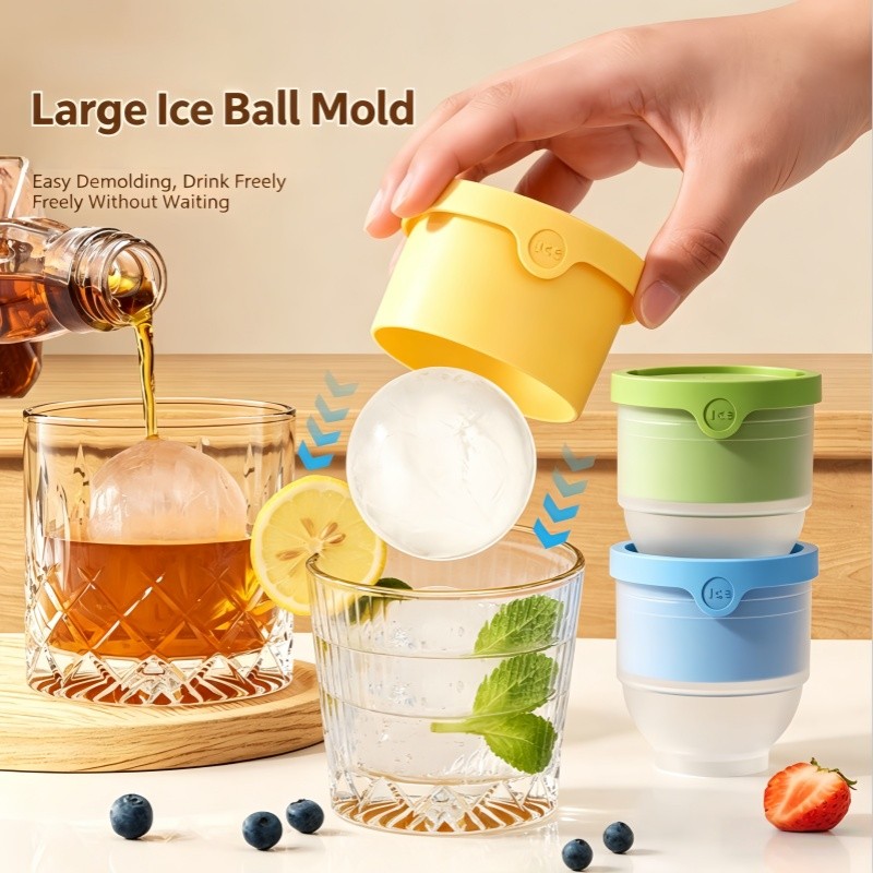 6 ซม.ขนาดใหญ่ ICE CUBE แม่พิมพ์ขนาดใหญ่รอบวิสกี้ ICE CUBE ถาดสําหรับตู้แช่แข็งง่ายต่อการเติม & Release วิสกี้ Bourbon ค็อกเทล