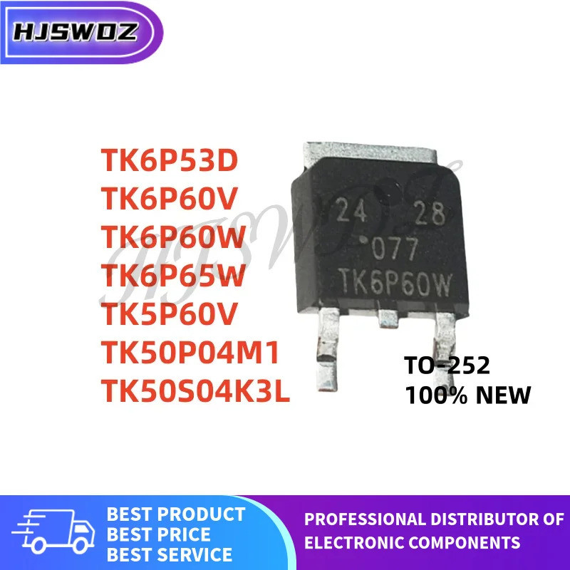 10PCS 100% คุณภาพ TK50P04M1 TK6P53D TK6P60V TK6P60W TK50S04K3L TK5P60V TK6P65W TO-252 MOSFET หลอดในส
