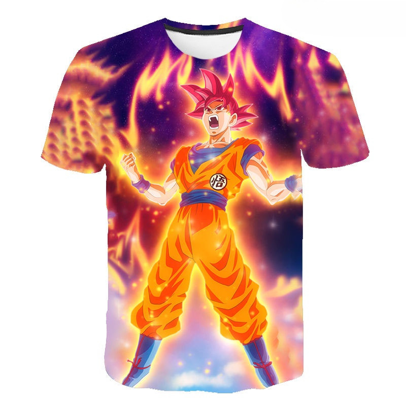 Dragon Ball รูปแบบอะนิเมะ 3D พิมพ์ Unisex แฟชั่นฤดูร้อนแขนสั้นคอกลมด้านบน