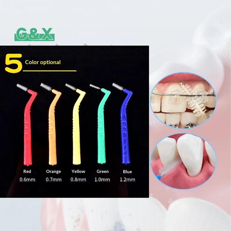 [G&X] 20 ชิ้น 0.6-1.2 มม.L รูปร่าง Inter แปรงพร้อมกล่องเครื่องมือจัดฟันทําความสะอาดฟัน Toothpi Oral 