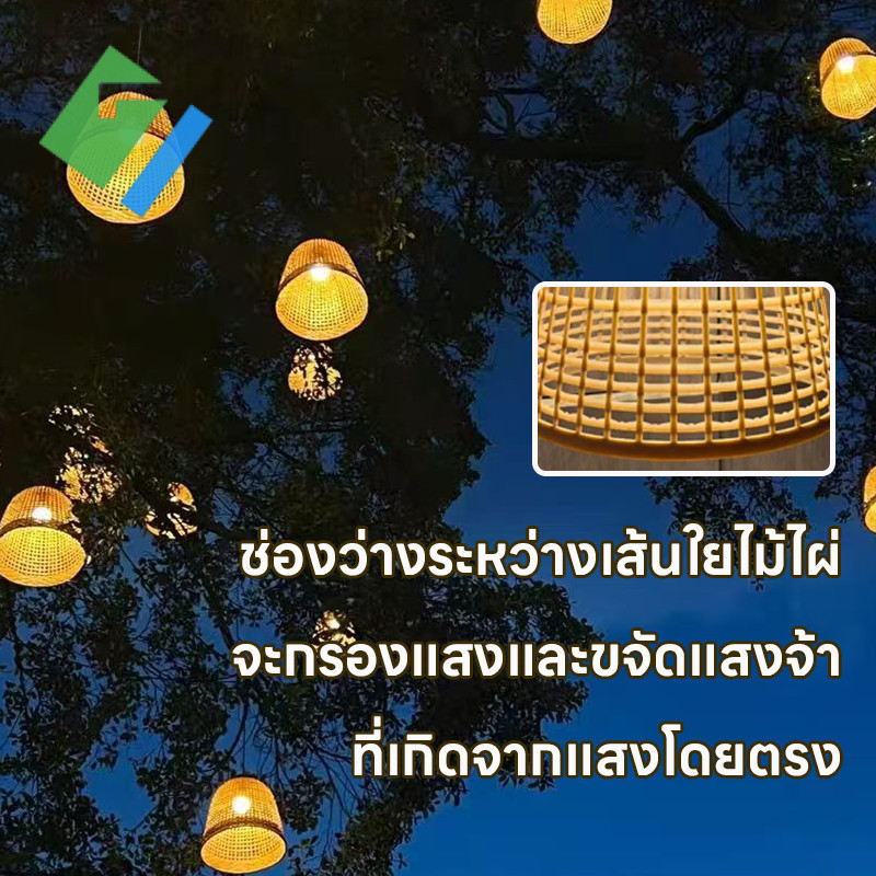 โคมไฟไม้ไผ่สาน โคมระย้าย้อนยุค ไฟตกเเต่งร้านอาหาร โคมระย้า งานวินเทจ IPX4 ใช้ไฟบ้าน 220V ราคา ถูกที่สุด ดีลบีเคเค แกลเลอรีภาพที่ 8