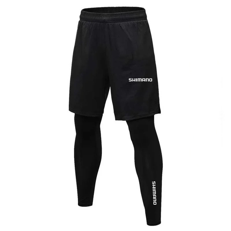 SHIMANO ชิมาโน่ ผู้ชายกลางแจ้งแห้งเร็วกางเกงตกปลาขี่จักรยานเดินป่าแน่นยืดหยุ่นสองชิ้นกางเกงวิ่งออกกํ