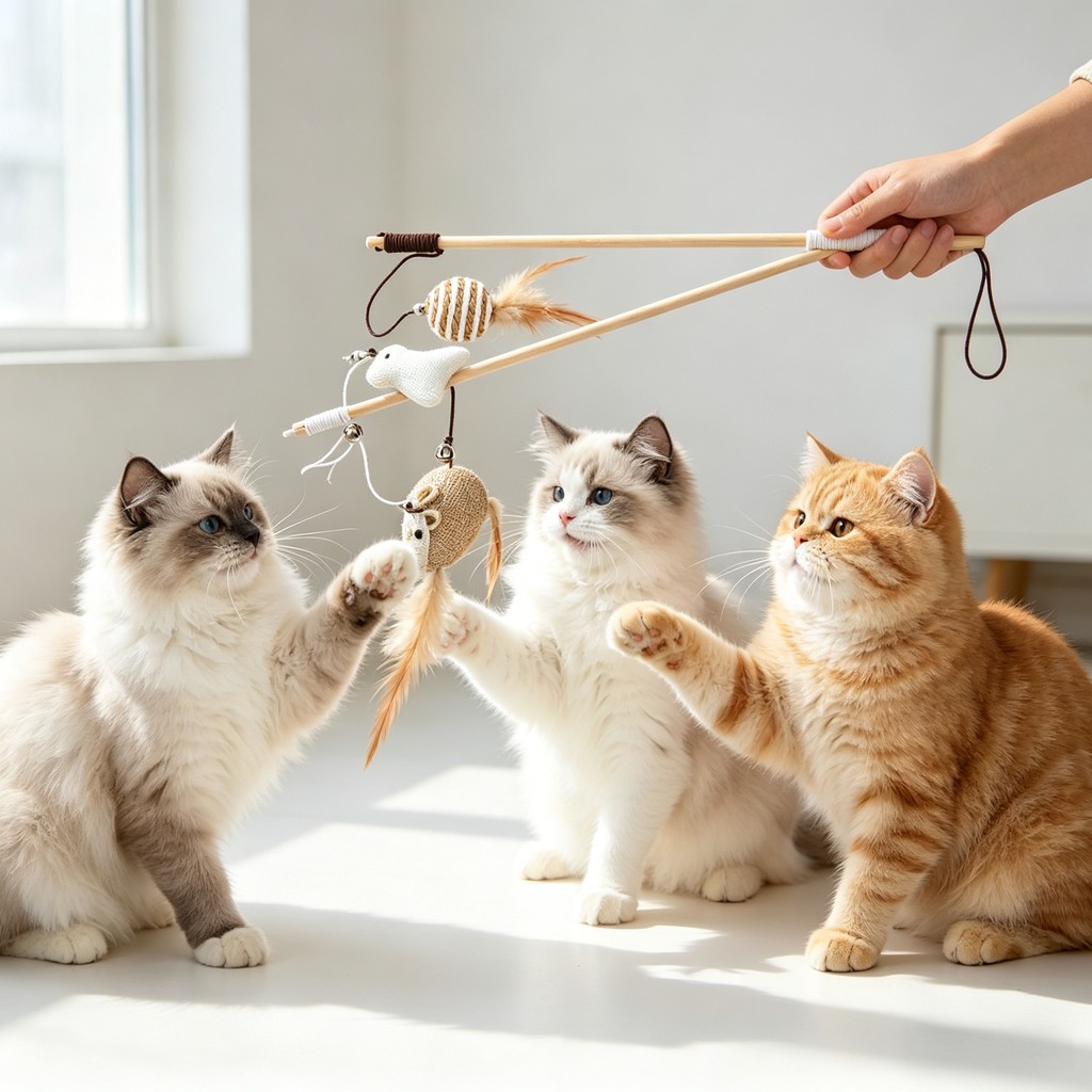 ของเล่นแมวไม้หลากสี 1 ชิ้น - ของเล่นขนนกแสนสนุกสําหรับการเล่นโต้ตอบและบรรเทาความเบื่อหน่าย