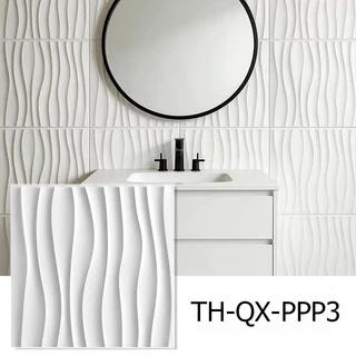 50PCS แผ่นผนัง PVC 3D ขนาด 30x30 ซม PVC หนาแน่นสูง กันน้ำ กันชื้น มีกาวในตัว ติดเองได้