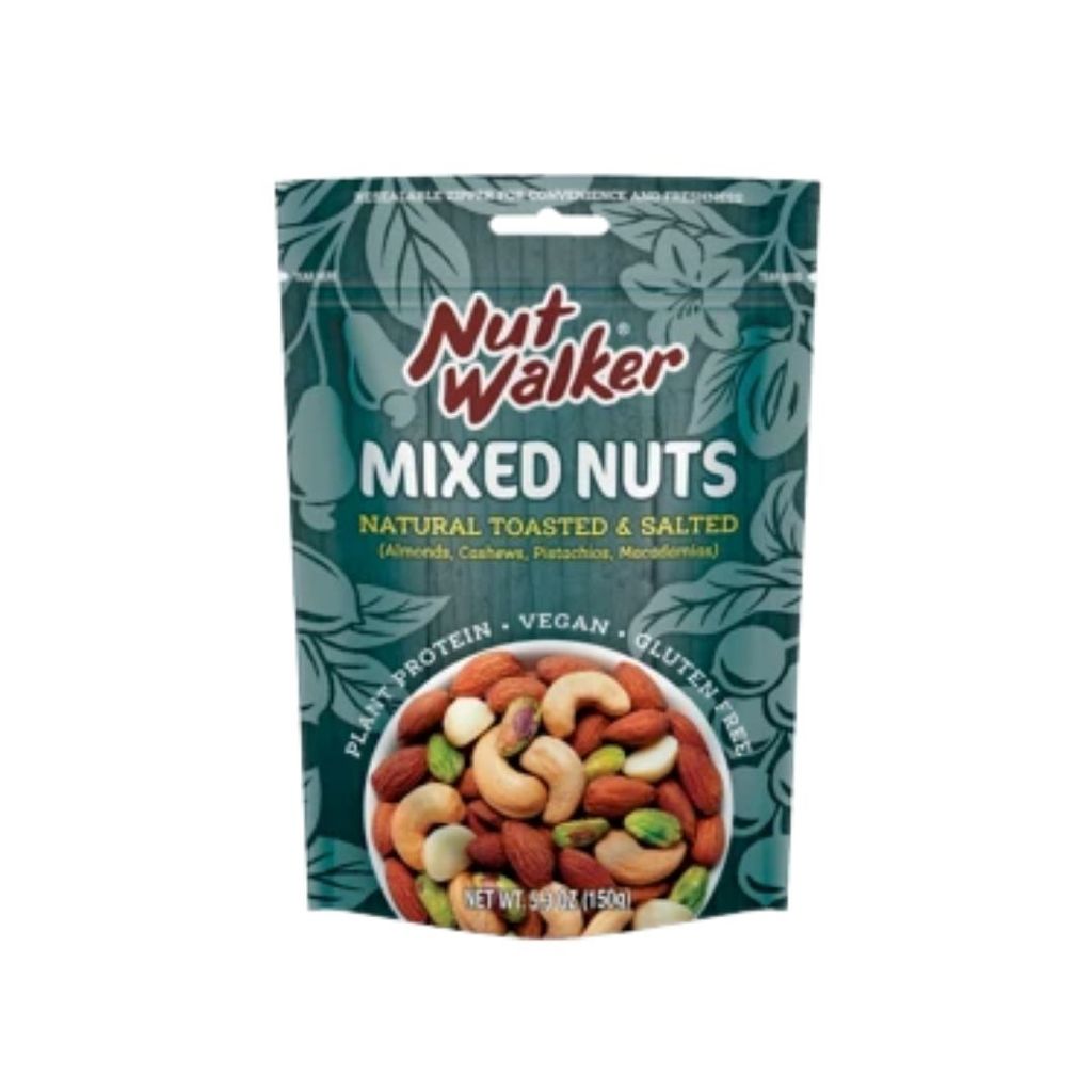 นัทวอล์คเกอร์ มิกซ์นัทอบเกลือ (Nut Walker Mixed Nuts Salted 150g.)