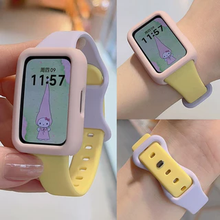 สายซิลิโคนสีลูกกวาด 2 in 1 + เคสป้องกัน สำหรับสมาร์ทวอทช์ HUAWEI Band 11 (อุปกรณ์เสริมสำหรับ Huawei Watch Band 11 และ Band 11 Pro)