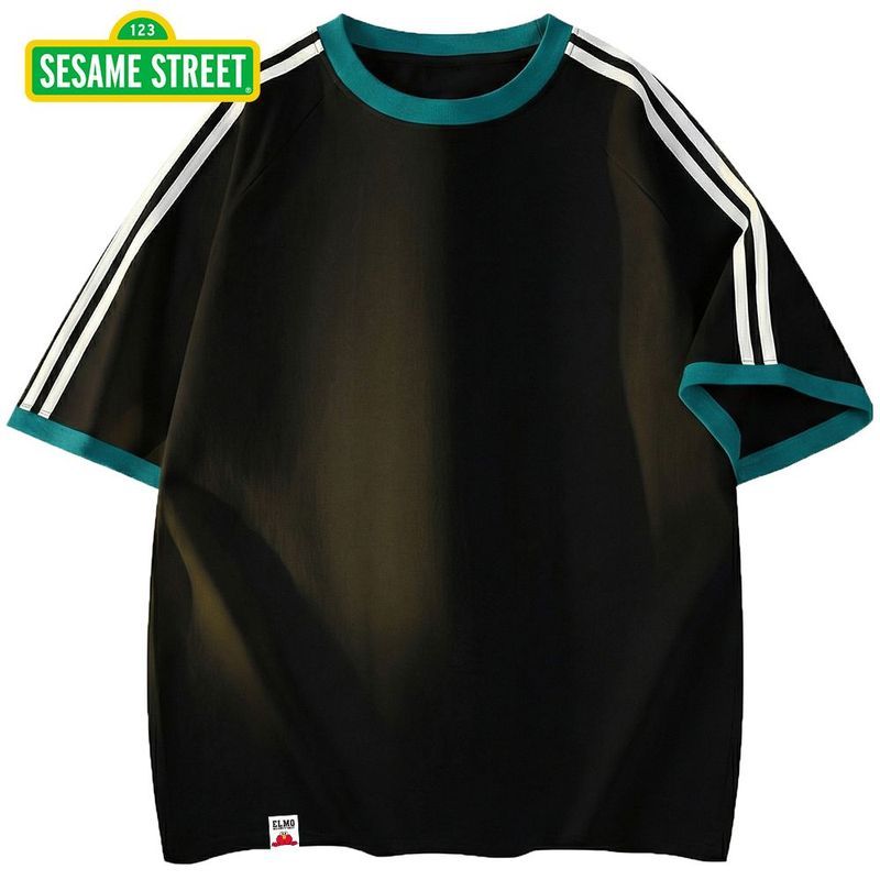 เสื้อยืดแขนสั้น Sesame Street ลายเย็บรอบคอมากความสบาย สำหรับฤดูร้อน