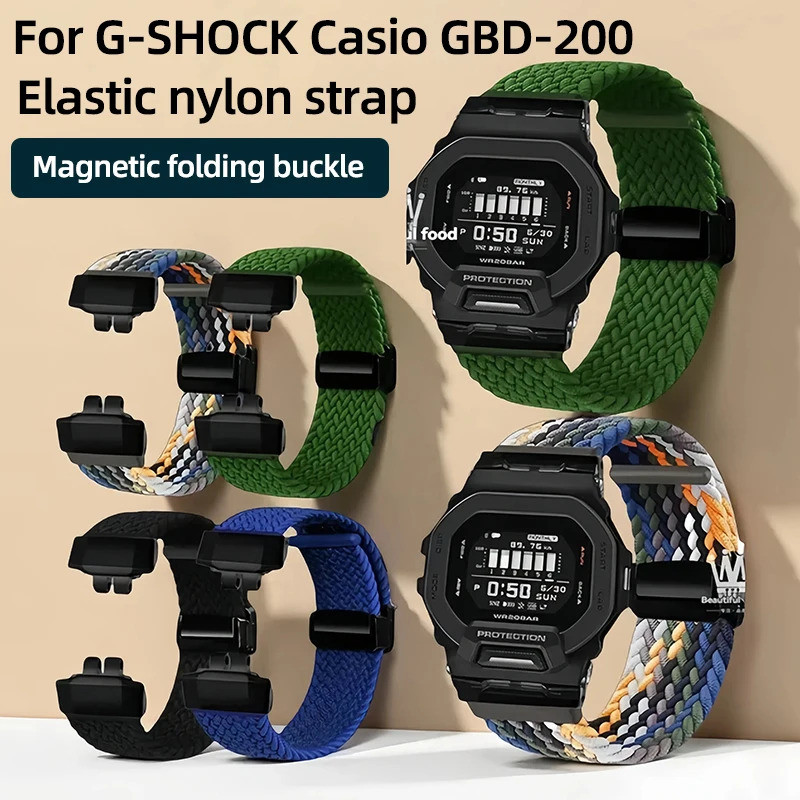 GBD 200 Watchband For G-SHOCK Casio GBD-200-1A GBD-200RD-4 series Elastic nylon strap Magnetic foldi
