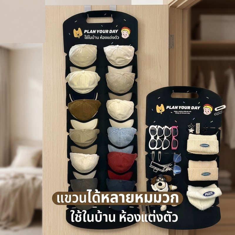 สักหลาดประตูไม้แขวนหมวก6 12สล็อตหมวกออแกไนเซอร์หมวกเบสบอลการจัดเก็บตู้เสื้อผ้าผนังแร็ค