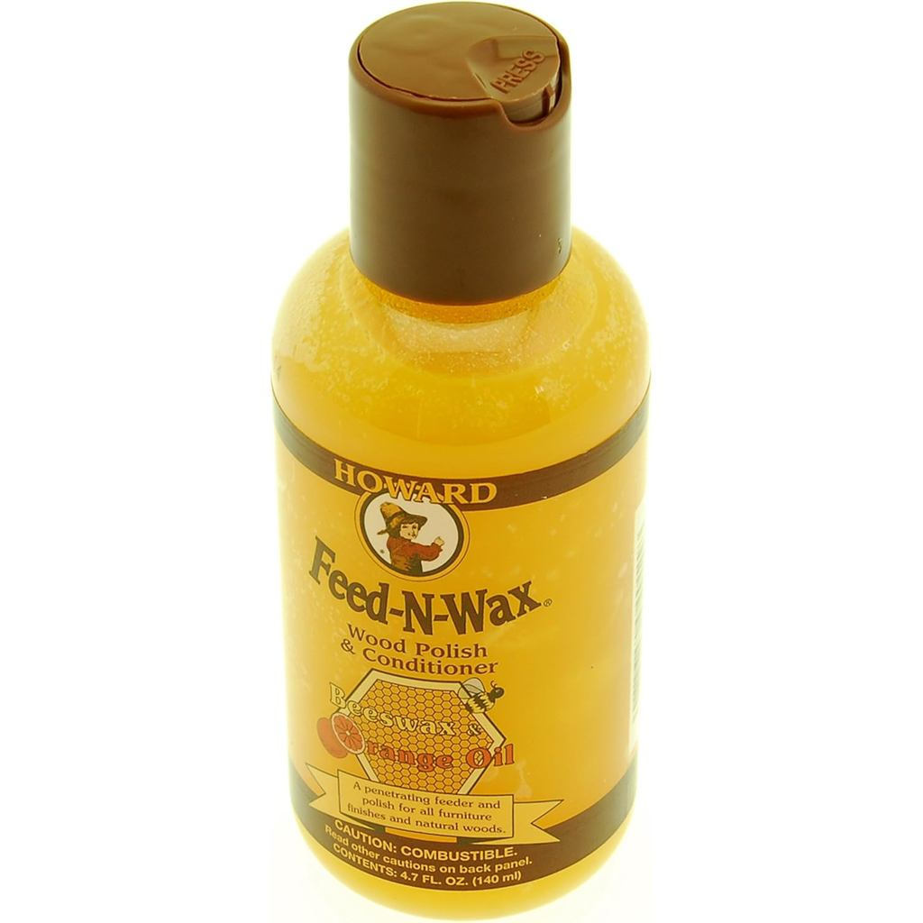 Howard Products Beeswax Wood Polish & Conditioner, Feed-N-Wax for Wood Furniture Polish, 4.7 oz, Ora