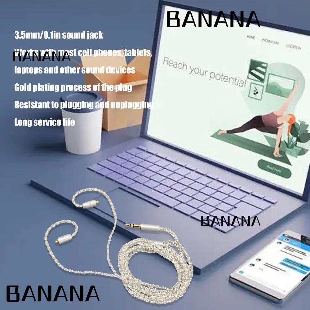 BANANA1 สายหูฟังทองแดงชุบเงิน, Plug and Play 8 Stranded Braiding MMCX ถึง 3.5 มม., สายสัญญาณเสียงหูฟ