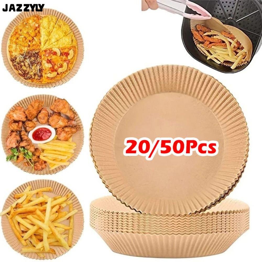 จัดส่งในพื้นที่AZZYLY 20/50 ชิ้นกระดาษอบ,กันน้ําน้ํามันหลักฐาน Air Fryer กระดาษ, Non-Stick ทิ้งกระดาษทอดสําหรับ Steamer Muffin Cupcake