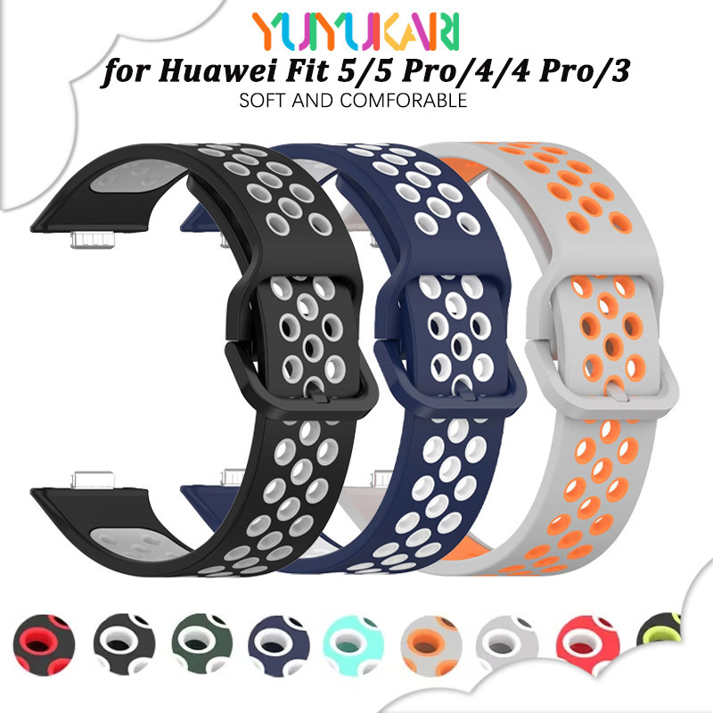 สายซิลิโคนกีฬาสำหรับ for Huawei Watch Fit 5 4 3 / 5 Pro / 4 Pro สายรัดข้อมือสายรัดข้อมือยางอ่อนสำหรับ