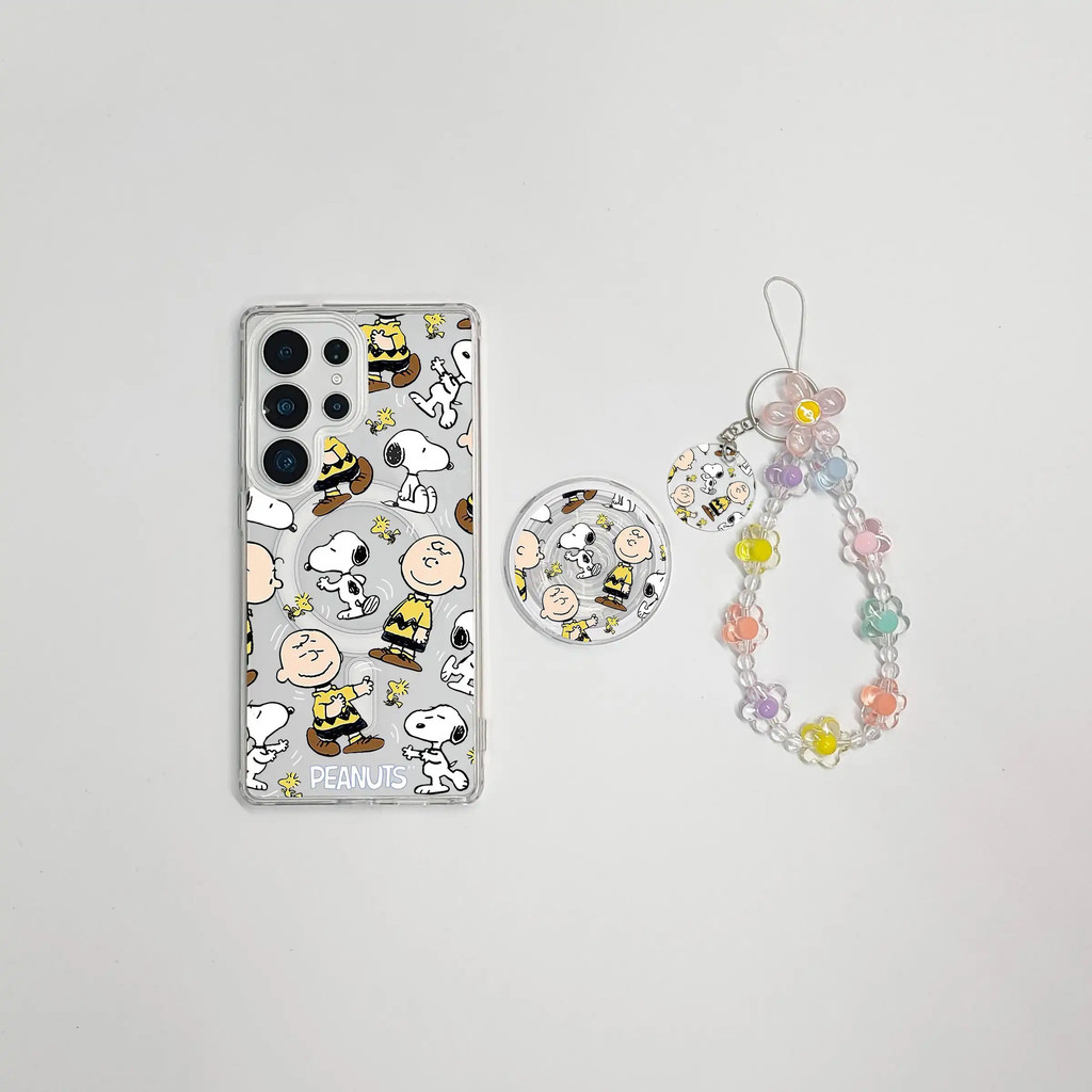 สําหรับSamsung s26 Ultra S25 FE S25 UltraกรณีS24 Ultra S24 FEน่ารักการ์ตูนแม่เหล็กS23 ultra Hard Shell s22 ultra S25 plusโปร่งใสสีขาวสุนัขแมวหมู