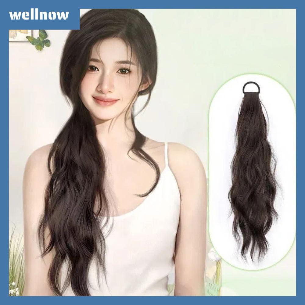 ดีโนวหยักหยิกสำหรับผมหางม้า, ขนาด 45 เซนติเมตร, ยางรัดยืดหยุ่น, สไตล์หยิก, เพื่อใช้ในชีวิตประจำวัน